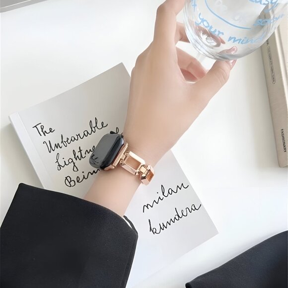 NEW Adjustable Square Stylish Strap Rosegold Stainless Chain For Apple Watch - Picture 6 of 7